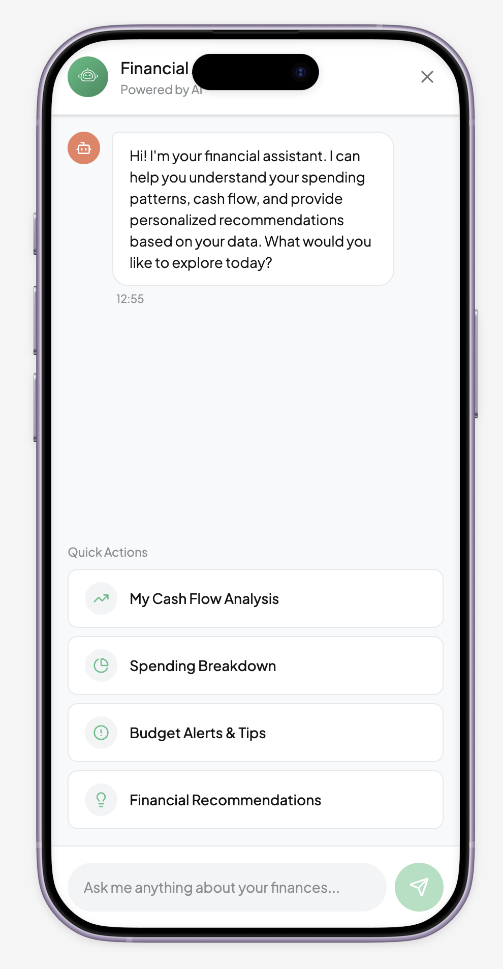 Capture du chatbot financier KAMOA